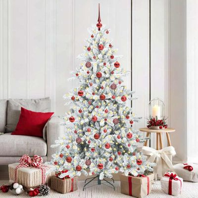 vidaXL Umelý Sklápací Vianočný Stromček Biela 180 cm PVC a oceľ