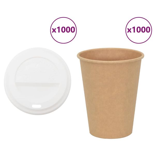 vidaXL papierové šálky na kávu s viečkom 1000 ks 12oz 300ml
