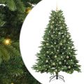 vidaXL Umelý vianočný stromček s 300 LED-i Zelená 180 cm PE a PVC