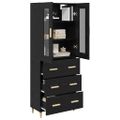 vidaXL Highboard so zásuvkou Čierny dub 69,5 x 34 x 180 cm