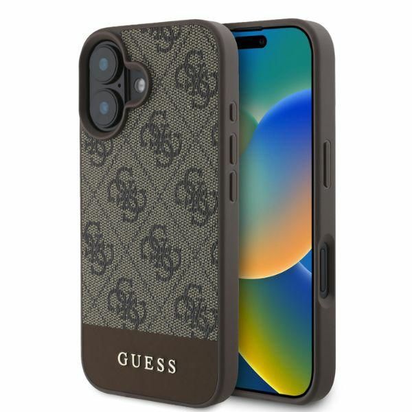 Púzdro Guess pre iPhone 16 6,1" GUHCP16SG4GLBR hnedý tvrdý obal 4G Bottom Stripe