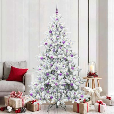vidaXL Umelý Sklápací Vianočný Stromček Biela 210 cm PVC a oceľ
