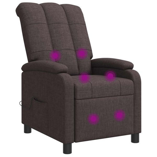 vidaXL Masážne relaxačné kreslo Tmavohnedá Látka