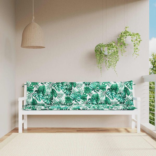 vidaXL Podložky na záhradnú lavičku 2 ks vzor listov 200x50x7 cm