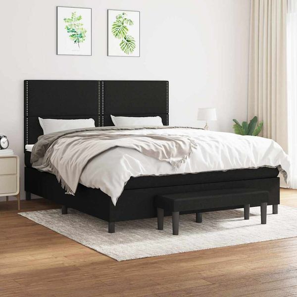 vidaXL Posteľný rám boxspring s matracom čierny 180x200 cm látka