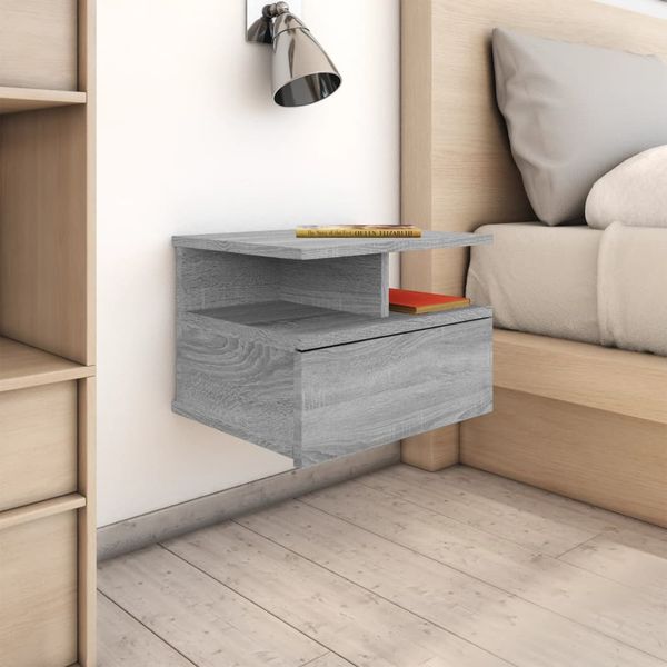 vidaXL Nástenné nočné stolíky 2 ks sivé sonoma 40x31x27cm sprac. drevo