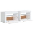 vidaXL Nočné stolíky 2 ks s LED, lesklé biele 60x35x40 cm