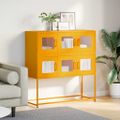 vidaXL Komoda horčicovožltá 100,5x39x107 cm oceľ valcovaná za studena