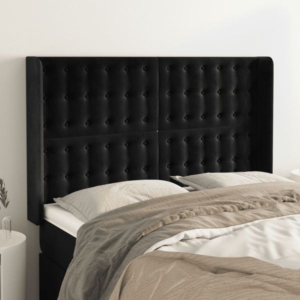 vidaXL Čelo postele so záhybmi čierne 147x16x118/128 cm zamat