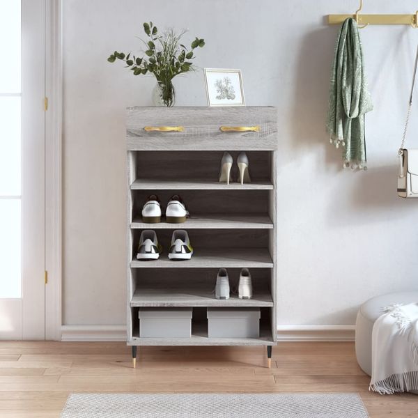vidaXL Botník sivý dub sonoma 60x35x105 cm kompozitné drevo