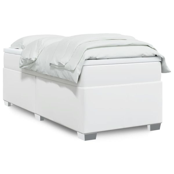 vidaXL Boxspring posteľ s matracom biela 100x200 cm umelá koža