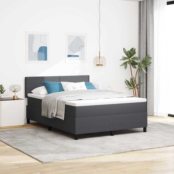 vidaXL Posteľ s pružinovým rámom Tmavo šedá a biela 140 x 190 cm
