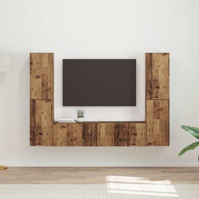 vidaXL Zostava TV skriniek 6 pcs Staré drevo Kompozitné drevo