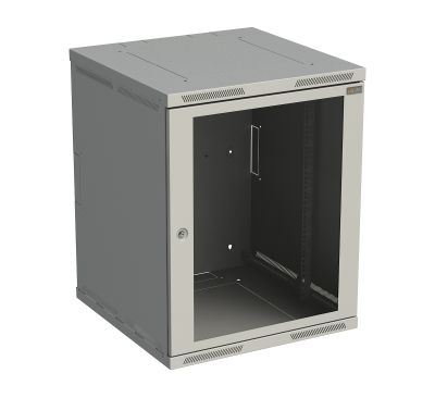 Rozvádzač nástenný SENSA 15U 600 mm, dvere sklo, RAL 7035, SENSA-15U-66-11-G