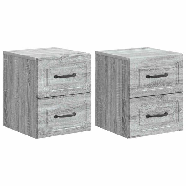 vidaXL Nástenná nočná skrinka 2 pcs Sivá sonoma 34,5 x 33 x 40 cm