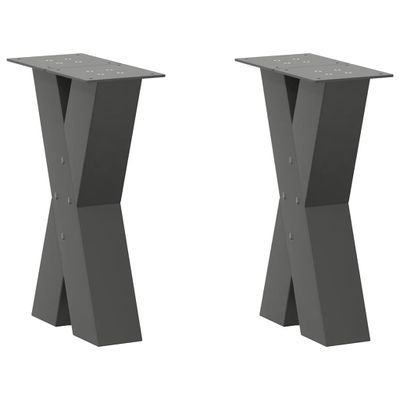 vidaXL Nohy konferenčného stolíka v tvare X, 2 ks, antracitové, 38 x (42-43) cm, oceľ