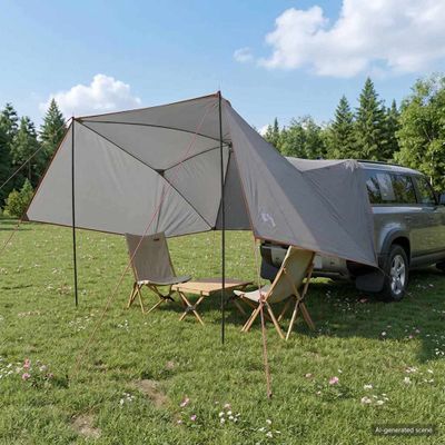 vidaXL Auto Stan 308 x 215 x 220 cm Šedá a oranžová Polyester a oceľ