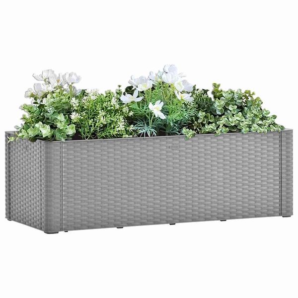 vidaXL Samozavlažovací vyvýšený záhradný záhon sivý 100x43x33 cm