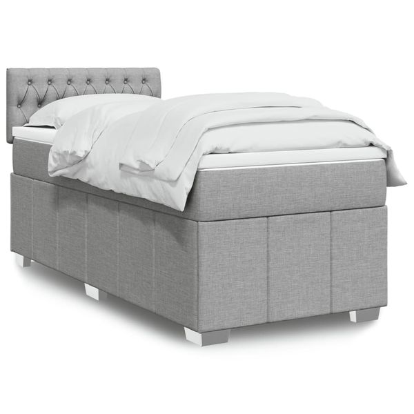 vidaXL Posteľný rám boxsping s matracom bledosivý 90x190 cm látka