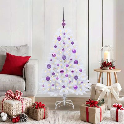 vidaXL Umelý Sklápací Vianočný Stromček Biela 120 cm PVC a oceľ