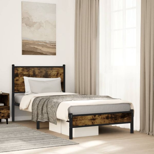 vidaXL Kovový posteľný rám bez matraca dymový dub 80x200 cm