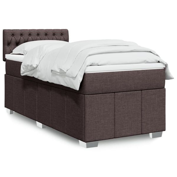 vidaXL Boxspring posteľ s matracom tmavohnedá 90x190 cm látka