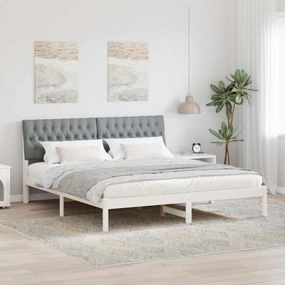 vidaXL Rám postele s čalúneným čelom Biela 180 x 200 cm