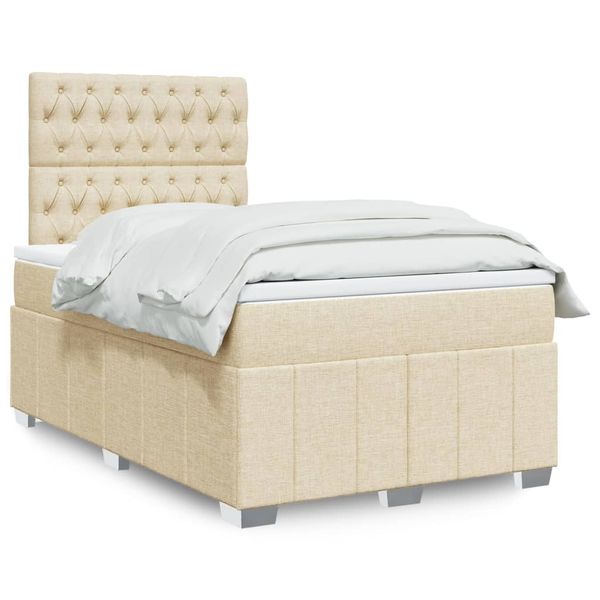 vidaXL Boxspring posteľ s matracom krémová 120x190 cm látka