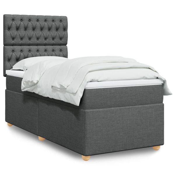 vidaXL Boxspring posteľ s matracom tmavosivá 90x200 cm látka