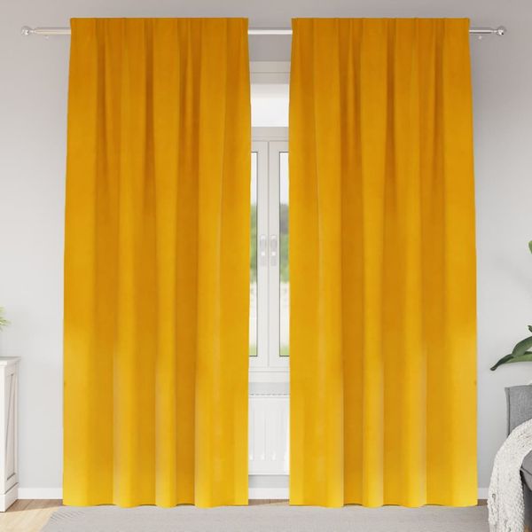 vidaXL Zatemňovacie závesy 2 pcs Horčicová žltá 140 x 245 cm Zamat