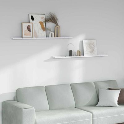 vidaXL Stenná polica s poličkou 2 pcs Biely mramor 115 x 9 x 3 cm