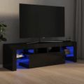 vidaXL TV skrinka s LED svetlami, lesklá čierna 140x36,5x40 cm