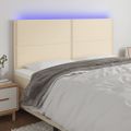 vidaXL Čelo postele krémové 160x5x118/128 cm kožalátka