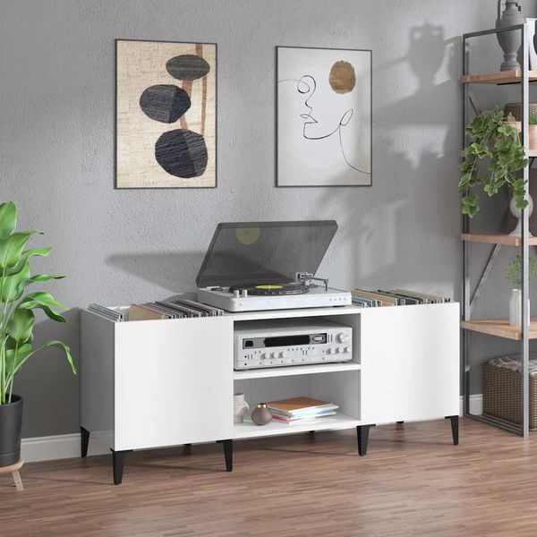 vidaXL Skrinka na platne lesklá biela 121x38x48 cm kompozitné drevo