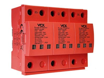 Prepätová ochrana VCX DC trieda T1T2 (B+C) 3P 1500 V 12,5 kA RED