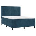 vidaXL Posteľný rám boxsping s matracom tmavomodrý 140x190 cm zamat