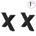 vidaXL Nohy konferenčného stolíka v tvare X, 2 ks, čierne, 70 x (42-43) cm, oceľové
