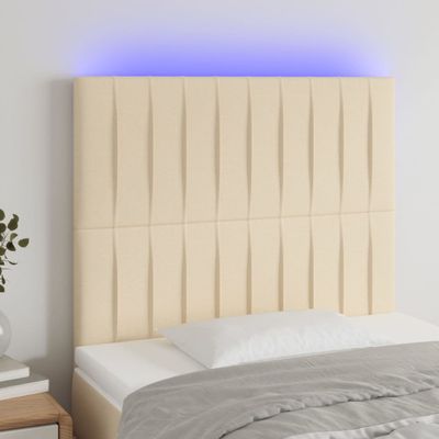 vidaXL Čelo postele s LED krémové 80x5x118/128 cm látka
