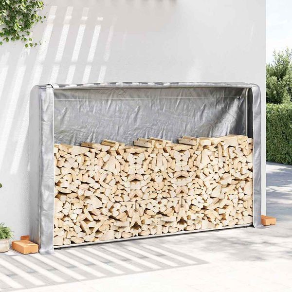 vidaXL Regál na krbové drevo s pláštenkou 250x25x150 cm