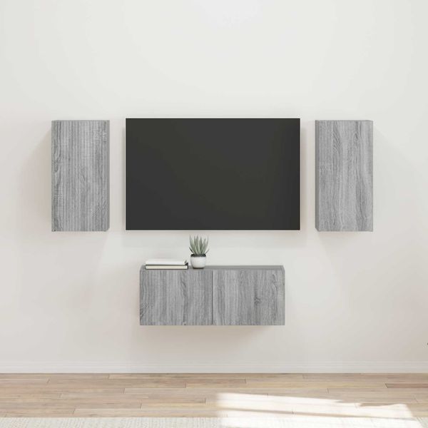 vidaXL Zostava TV skriniek Nástenný 6 pcs Sivý Sonoma Kompozitné drevo