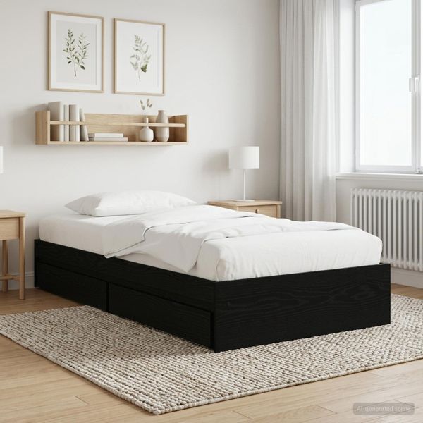 vidaXL Rám postele so skladom Čierny dub 80 x 200 cm Kompozitné drevo