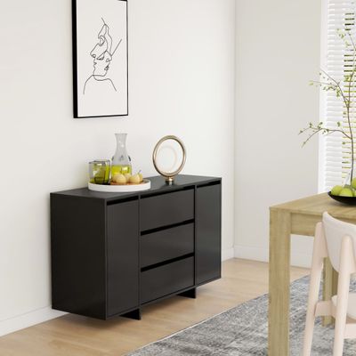 vidaXL Komoda, 3 zásuvky, čierna 120x41x75 cm, kompozitné drevo