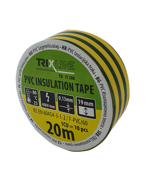 PVC izolačná páska TR-IT 206 20m, 0,13mm zeleno-žltá TRIXLINE