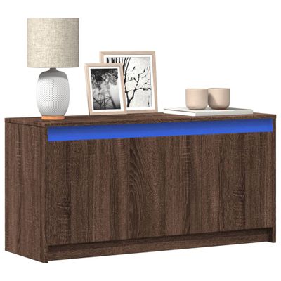 vidaXL TV stolík s LED hnedý dub 100x34x50 cm kompozitné drevo