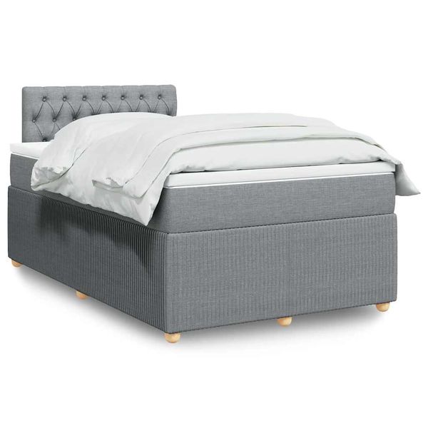 vidaXL Boxspring posteľ s matracom bledosivá 120x200 cm látka