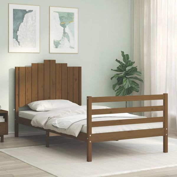vidaXL Rám postele s čelom medovohnedý 100x200 cm masívne drevo