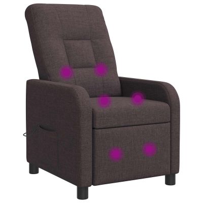 vidaXL Masážne relaxačné kreslo Tmavohnedá Látka