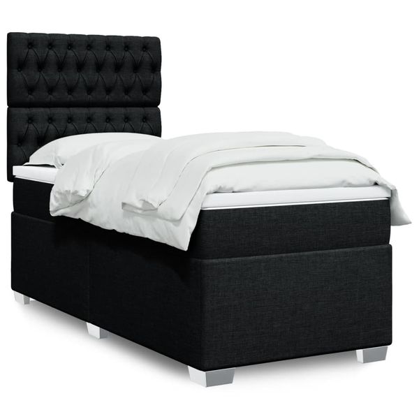 vidaXL Posteľný rám boxspring s matracom čierny 90x190 cm látka
