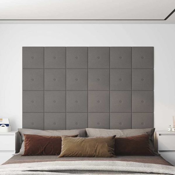 vidaXL Nástenné panely 12 ks bledosivé 30x30 cm látkové 1,08 m²