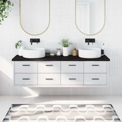 vidaXL Kúpeľňová doska tmavohnedá 180x50x(2-4) cm ošetrený masív